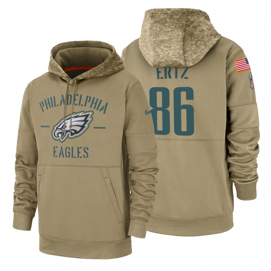 Philadelphia Eagles #86 Zach Ertz Tan 2019 Salute To Service Name & Number Sideline Therma Pullover Hoodie cheap jerseys for sale - CheapJerseys.Shop