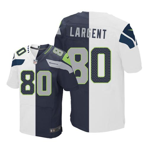 Seahawks #80 Steve Largent White/Steel Blue Men's Stitched Elite Split Jersey cheap jerseys for sale - CheapJerseys.Shop