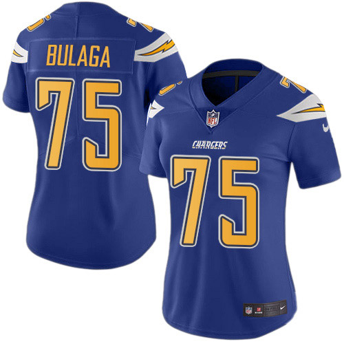 Los Angeles Chargers #75 Bryan Bulaga Electric Blue Women's Stitched Limited Rush Jersey Womens cheap jerseys for sale - CheapJerseys.Shop