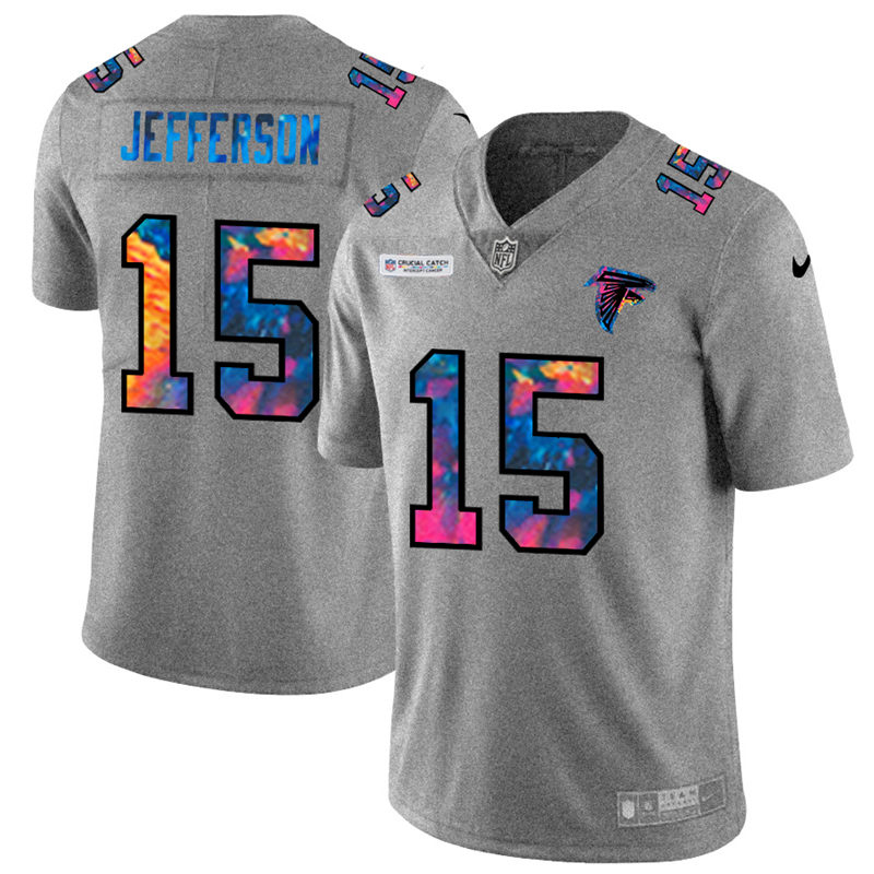 Atlanta Falcons #15 Van Jefferson Men's Multi-Color 2020 Crucial Catch Jersey Greyheather cheap jerseys for sale - CheapJerseys.Shop