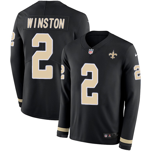 New Orleans Saints #2 Jameis Winston Black Team Color Men's Stitched Limited Therma Long Sleeve Jersey Men's cheap jerseys for sale - CheapJerseys.Shop