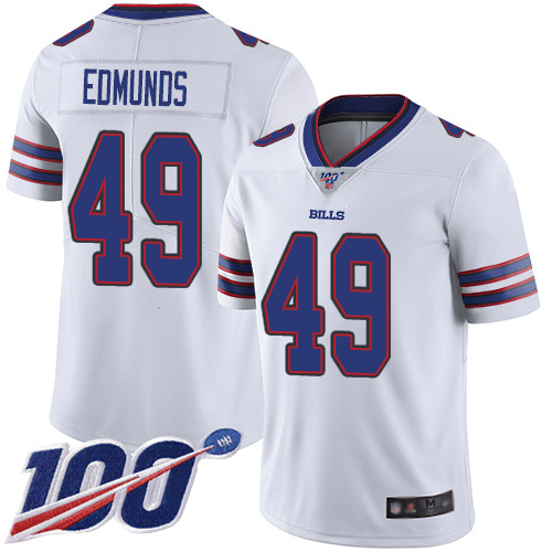 Bills #49 Tremaine Edmunds White Men's Stitched 100th Season Vapor Limited Jersey cheap jerseys for sale - CheapJerseys.Shop