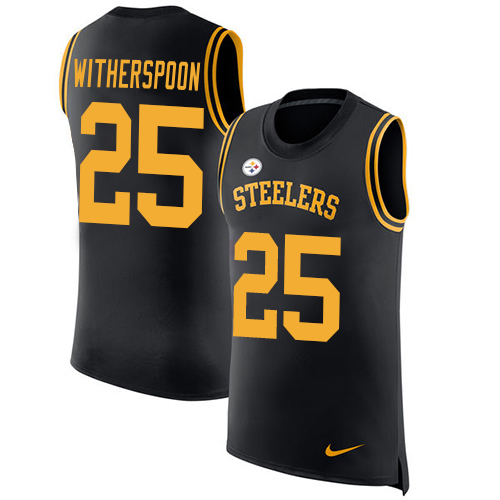 Steelers #25 Ahkello Witherspoon Black Team Color Men's Stitched Limited Rush Tank Top Jersey cheap jerseys for sale - CheapJerseys.Shop