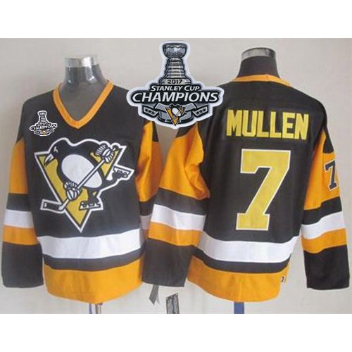 Pittsburgh Penguins #7 Joe Mullen Black CCM Throwback 2017 Stanley Cup Finals Champions Stitched Jersey Men's cheap jerseys for sale - CheapJerseys.Shop