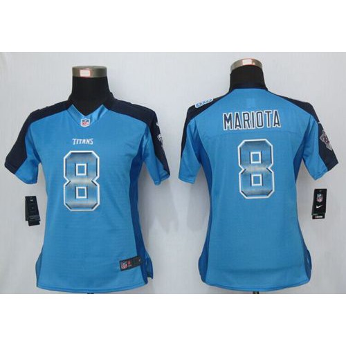 Tennessee Titans #8 Marcus Mariota Light Blue Alternate Women's Stitched Elite Strobe Jersey Womens cheap jerseys for sale - CheapJerseys.Shop