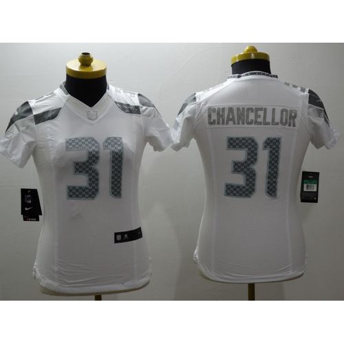 Seattle Seahawks #31 Kam Chancellor White Women's Stitched Limited Platinum Jersey Womens cheap jerseys for sale - CheapJerseys.Shop