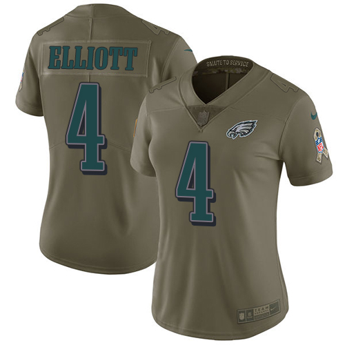 Philadelphia Eagles #4 Jake Elliott Olive Women's Stitched Limited 2017 Salute to Service Jersey Womens cheap jerseys for sale - CheapJerseys.Shop