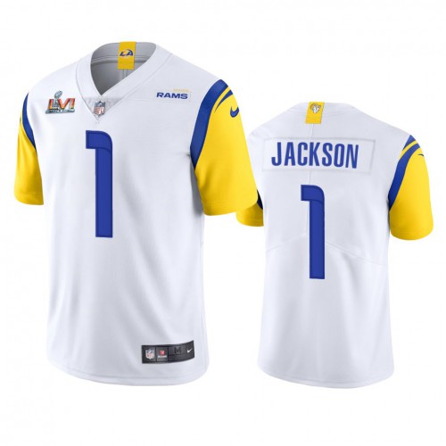 Los Angeles Los Angeles Rams #1 Desean Jackson Men's Super Bowl LVI Patch Alternate Vapor Limited Jersey - White Men's cheap jerseys for sale - CheapJerseys.Shop