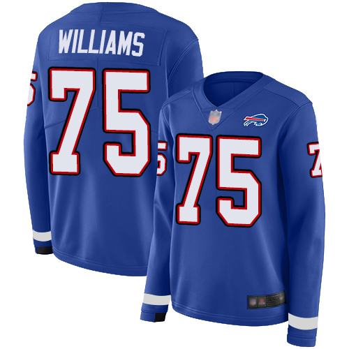Buffalo Bills #75 Daryl Williams Royal Blue Team Color Women's Stitched Limited Therma Long Sleeve Jersey Womens cheap jerseys for sale - CheapJerseys.Shop