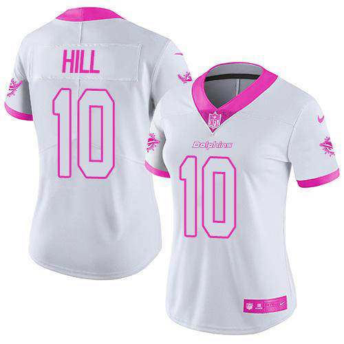 Dolphins #10 Tyreek Hill White/Pink Women's Stitched Limited Rush Fashion Jersey cheap jerseys for sale - CheapJerseys.Shop