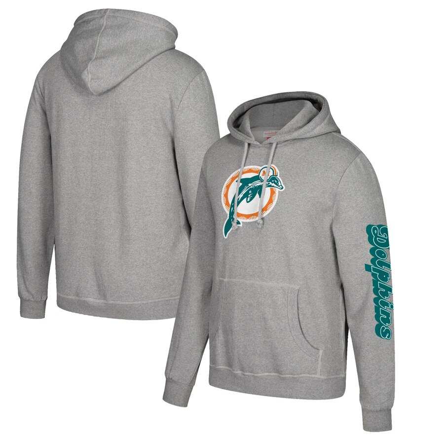 Miami Dolphins Mitchell & Ness Classic Team Pullover Hoodie Heathered Gray cheap jerseys for sale - CheapJerseys.Shop
