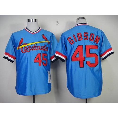 Mitchell And Ness St.Louis Cardinals #45 Bob Gibson Blue Throwback Stitched Jersey Men's cheap jerseys for sale - CheapJerseys.Shop