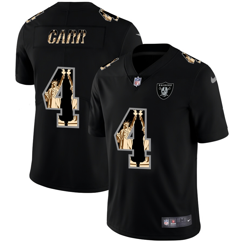 Las Vegas Raiders #4 Derek Carr Carbon Black Vapor Statue Of Liberty Limited Jersey cheap jerseys for sale - CheapJerseys.Shop