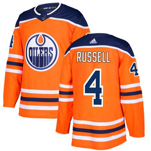 Edmonton Oilers #4 Kris Russell Orange Home Authentic Stitched Jersey Men's cheap jerseys for sale - CheapJerseys.Shop