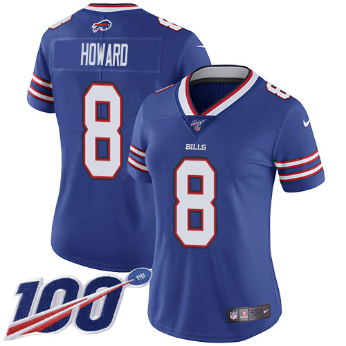 Buffalo Bills #8 O. J. Howard Royal Blue Team Color Women's Stitched 100th Season Vapor Untouchable Limited Jersey Womens cheap jerseys for sale - CheapJerseys.Shop