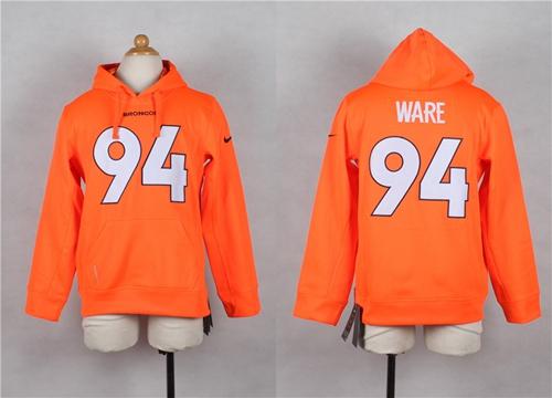 Broncos #94 DeMarcus Ware Orange Youth Player Hoodie cheap jerseys for sale - CheapJerseys.Shop