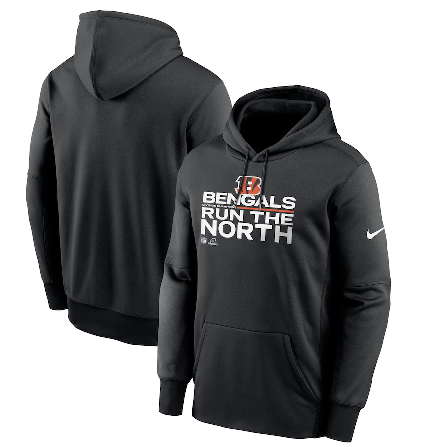 Men's Cincinnati Bengals Black 2021 AFC North Division Champions Trophy Collection Pullover Hoodie cheap jerseys for sale - CheapJerseys.Shop