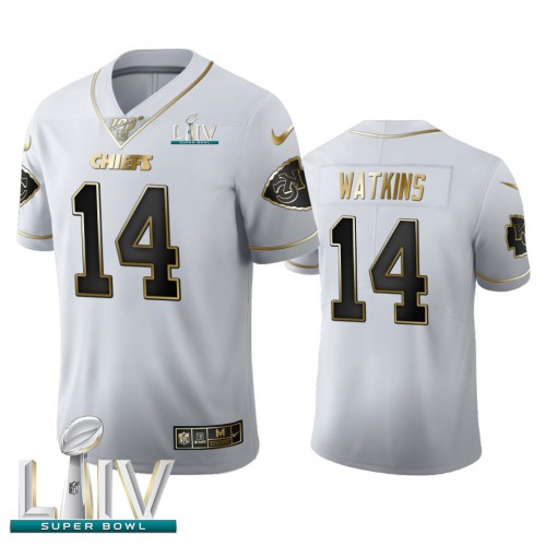 Kansas City Kansas City Chiefs #14 Sammy Watkins Men's White Golden Super Bowl LIV 2020 Edition Vapor Limited 100 Jersey Men's cheap jerseys for sale - CheapJerseys.Shop