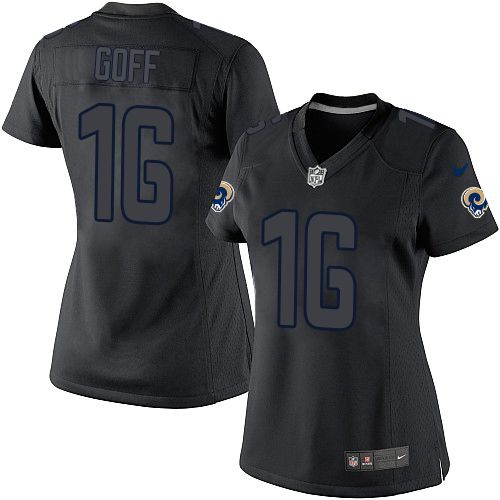 Los Angeles Rams #16 Jared Goff Black Impact Women's Stitched Limited Jersey Womens cheap jerseys for sale - CheapJerseys.Shop