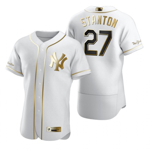 New York New York Yankees #27 Giancarlo Stanton White Men's Authentic Golden Edition Jersey Men's cheap jerseys for sale - CheapJerseys.Shop