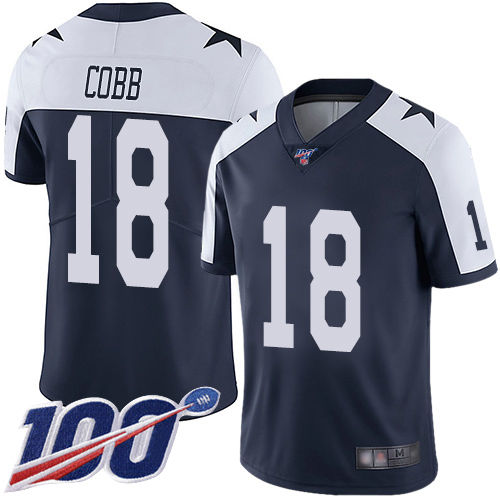 Dallas Cowboys #18 Randall Cobb Navy Blue Thanksgiving Men's Stitched 100th Season Vapor Throwback Limited Jersey Men's cheap jerseys for sale - CheapJerseys.Shop