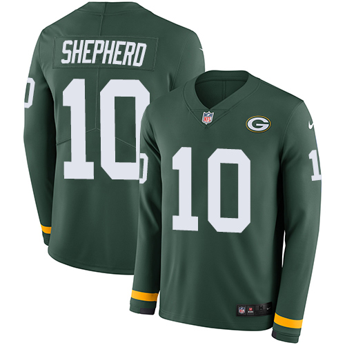 Green Bay Packers #10 Darrius Shepherd Green Team Color Men's Stitched Limited Therma Long Sleeve Jersey Men's cheap jerseys for sale - CheapJerseys.Shop