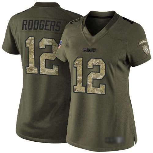 Packers #12 Aaron Rodgers Green Women's Stitched Limited 2015 Salute To Service Jersey cheap jerseys for sale - CheapJerseys.Shop