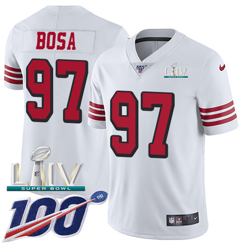 49ers #97 Nick Bosa White Super Bowl LIV 2020 Rush Youth Stitched Limited 100th Season Jersey cheap jerseys for sale - CheapJerseys.Shop