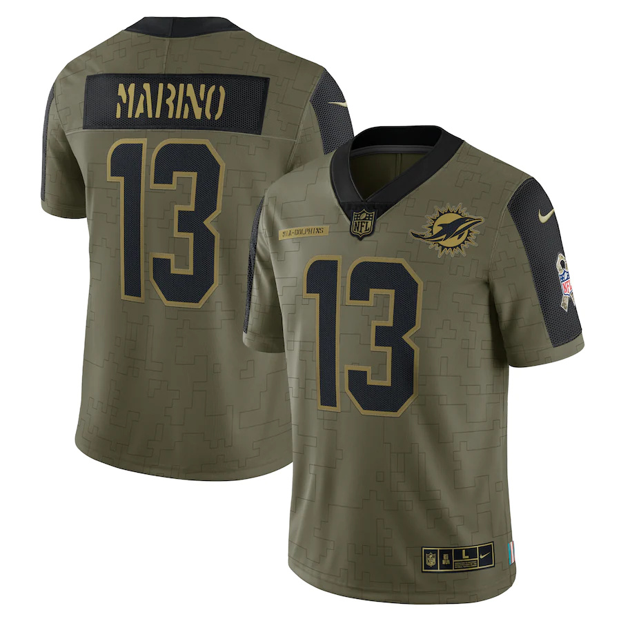 Miami Dolphins #13 Dan Marino Olive 2021 Salute To Service Limited Player Jersey cheap jerseys for sale - CheapJerseys.Shop