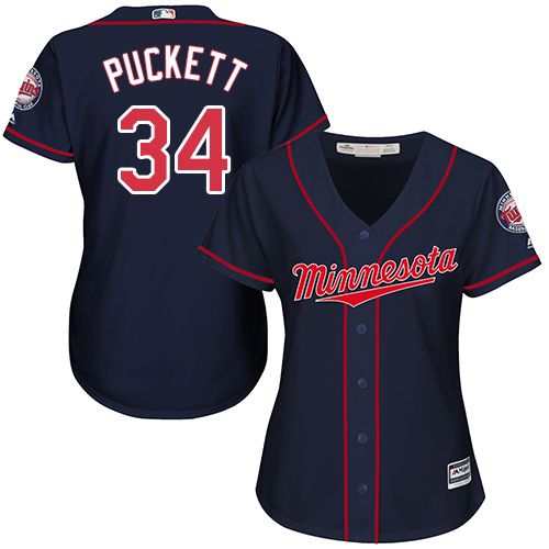 Minnesota Twins #34 Kirby Puckett Navy Blue Alternate Women's Stitched Jersey Womens cheap jerseys for sale - CheapJerseys.Shop