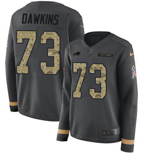 Bills #73 Dion Dawkins Anthracite Salute To Service Women's Stitched Limited Therma Long Sleeve Jersey cheap jerseys for sale - CheapJerseys.Shop