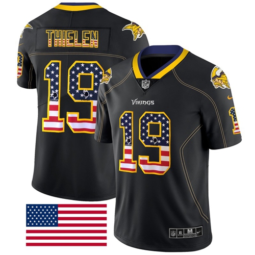 Vikings #19 Adam Thielen Black Men's Stitched Limited Rush USA Flag Jersey cheap jerseys for sale - CheapJerseys.Shop