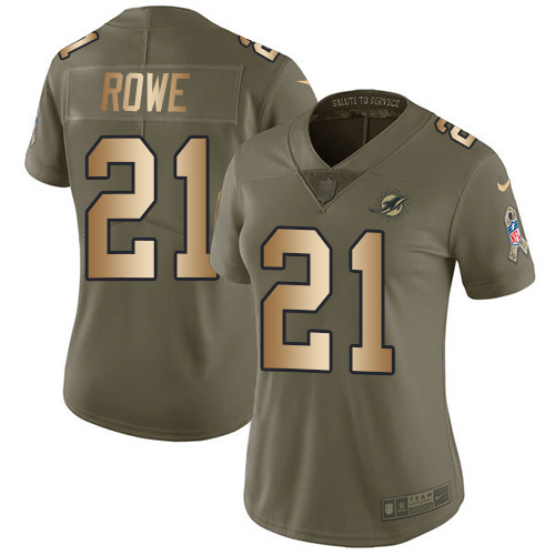 Miami Dolphins #21 Eric Rowe Olive/Gold Women's Stitched Limited 2017 Salute To Service Jersey Womens cheap jerseys for sale - CheapJerseys.Shop