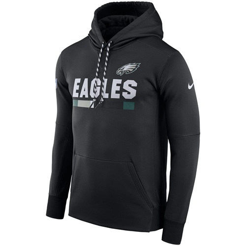 Men's Philadelphia Eagles Black Sideline ThermaFit Performance PO Hoodie cheap jerseys for sale - CheapJerseys.Shop
