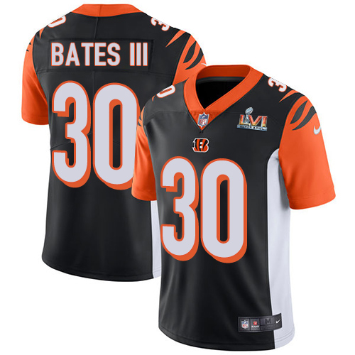 Bengals #30 Jessie Bates Black Team Color Super Bowl LVI Patch Men's Stitched Vapor Untouchable Limited Jersey cheap jerseys for sale - CheapJerseys.Shop