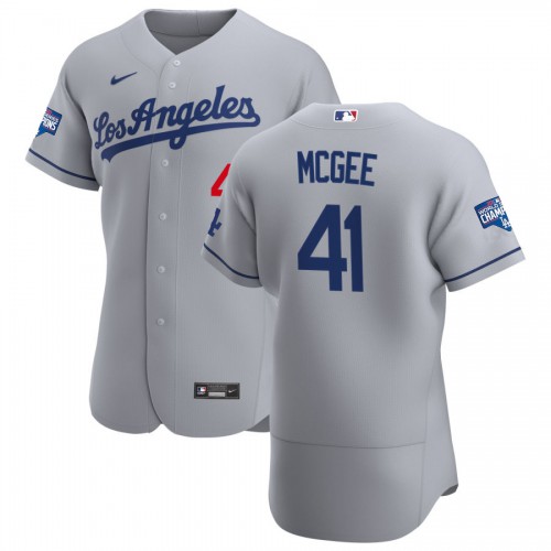 Los Angeles Los Angeles Dodgers #41 Jake McGee Men's Gray Road 2020 World Series Champions Authentic Team Jersey Men's cheap jerseys for sale - CheapJerseys.Shop