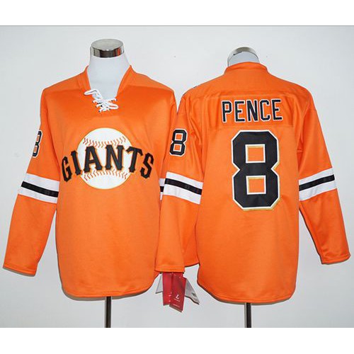 San Francisco Giants #8 Hunter Pence Orange Long Sleeve Stitched Jersey Men's cheap jerseys for sale - CheapJerseys.Shop