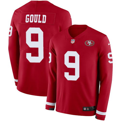 San Francisco 49ers #9 Robbie Gould Red Team Color Men's Stitched Limited Therma Long Sleeve Jersey Men's cheap jerseys for sale - CheapJerseys.Shop