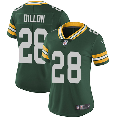 Packers #28 AJ Dillon Green Team Color Women's Stitched Vapor Untouchable Limited Jersey cheap jerseys for sale - CheapJerseys.Shop