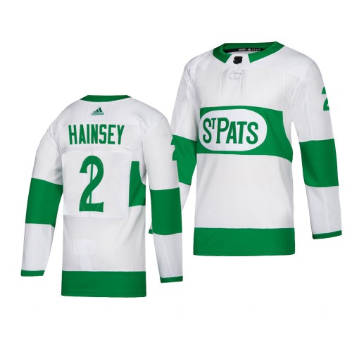 Maple Toronto Maple Leafs #2 Ron Hainsey White 2019 St. Patrick's Day Authentic Player Stitched Jersey Men's cheap jerseys for sale - CheapJerseys.Shop