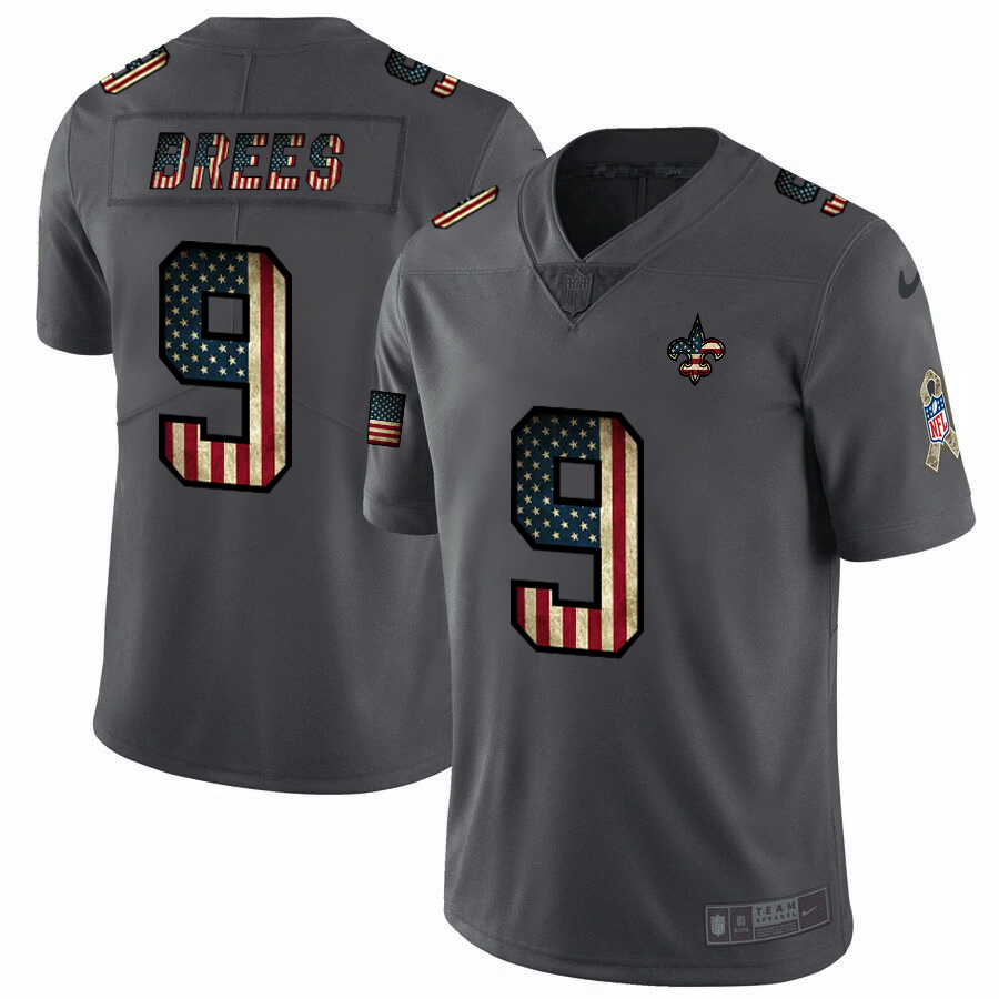 New Orleans Saints #9 Drew Brees 2018 Salute To Service Retro USA Flag Limited Jersey cheap jerseys for sale - CheapJerseys.Shop
