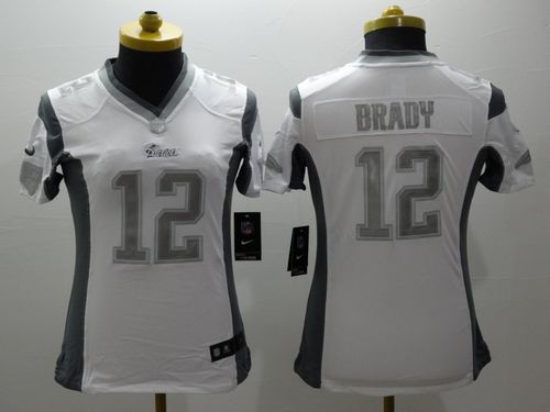 Patriots #12 Tom Brady White Women's Stitched Limited Platinum Jersey cheap jerseys for sale - CheapJerseys.Shop