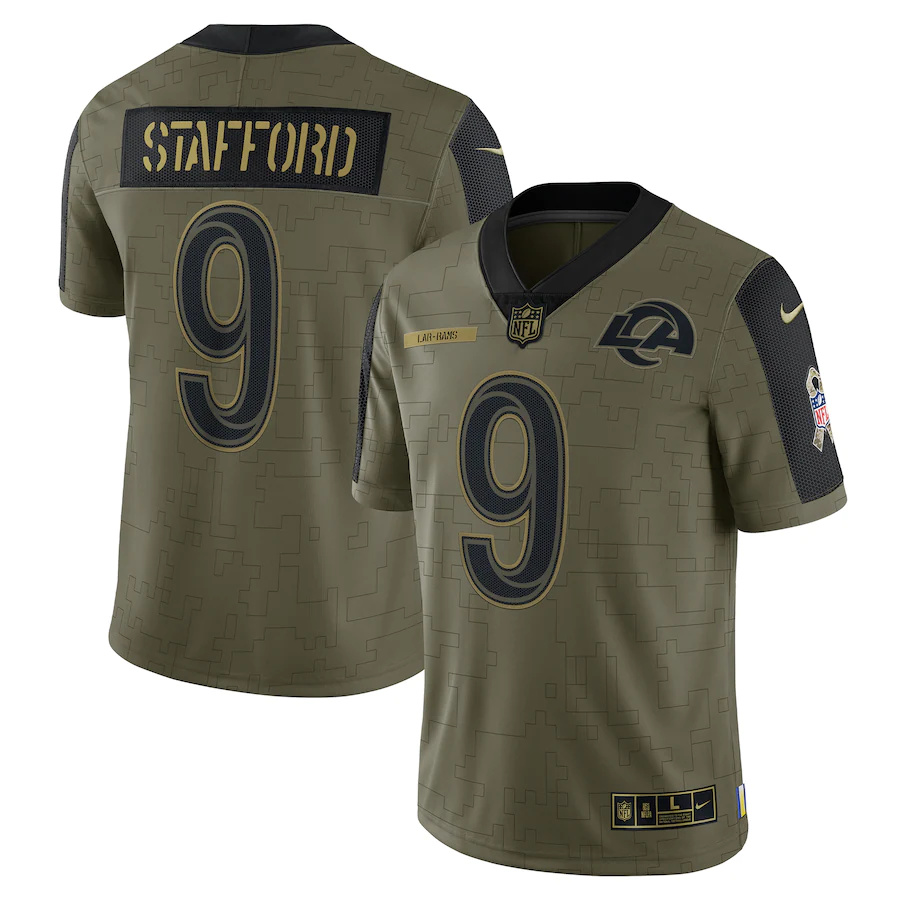 Los Angeles Rams #9 Matthew Stafford Olive 2021 Salute To Service Limited Player Jersey cheap jerseys for sale - CheapJerseys.Shop