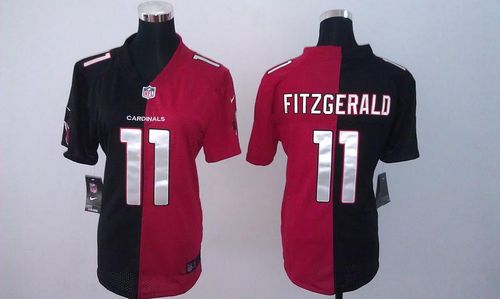 Cardinals #11 Larry Fitzgerald Black/Red Women's Stitched Elite Split Jersey cheap jerseys for sale - CheapJerseys.Shop