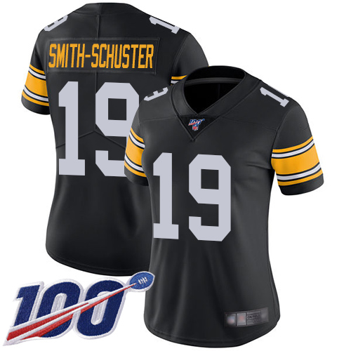 Pittsburgh Steelers #19 JuJu Smith-Schuster Black Alternate Women's Stitched 100th Season Vapor Limited Jersey Womens cheap jerseys for sale - CheapJerseys.Shop