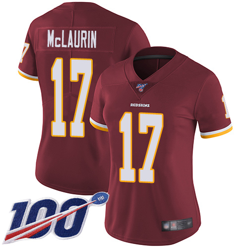 Commanders #17 Terry McLaurin Burgundy Red Team Color Women's Stitched 100th Season Vapor Limited Jersey cheap jerseys for sale - CheapJerseys.Shop