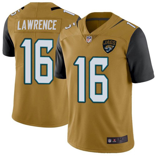 Jaguars #16 Trevor Lawrence Gold Men's Stitched Limited Rush Jersey cheap jerseys for sale - CheapJerseys.Shop