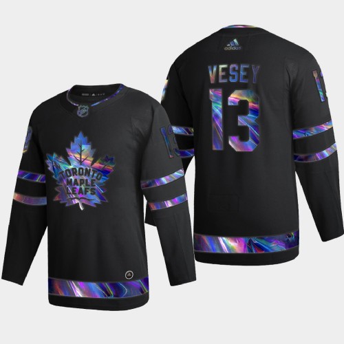 Toronto Maple Toronto Maple Leafs #13 Jimmy Vesey Men's Iridescent Holographic Collection Jersey - Black Men's cheap jerseys for sale - CheapJerseys.Shop