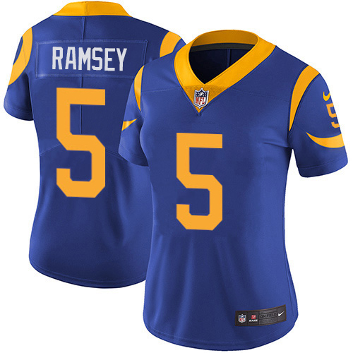 Rams #5 Jalen Ramsey Royal Blue Alternate Women's Stitched Vapor Untouchable Limited Jersey cheap jerseys for sale - CheapJerseys.Shop