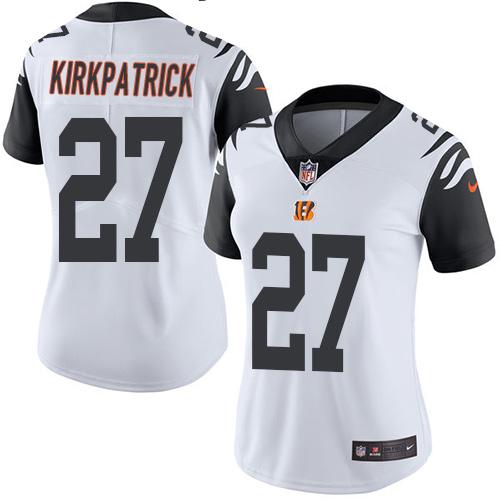 Cincinnati Bengals #27 Dre Kirkpatrick White Women's Stitched Limited Rush Jersey Womens cheap jerseys for sale - CheapJerseys.Shop